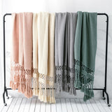 Snug Knit Woven Tassel Blanket
