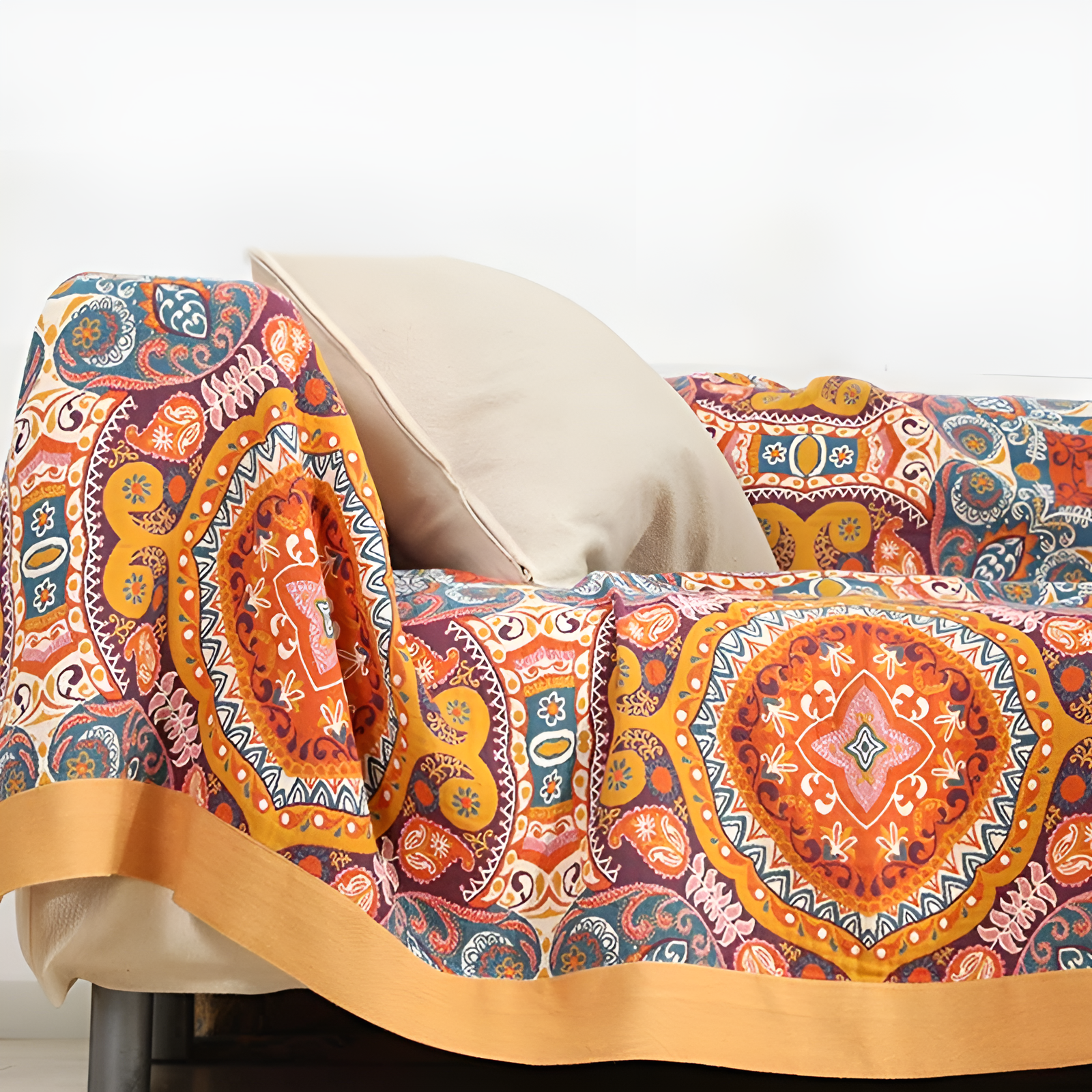 Couverture bohème florale rustique | Couverture florale 100 % coton