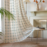 Turquoise Lattice Boho Tassel Curtain