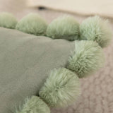 Velvet Pom-Pom Trim Cushion Cover