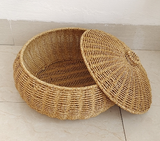 Dome-Shaped Knitted Rattan Basket with Lid