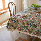 Ornate Floral Linen Tablecloth