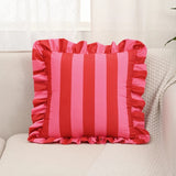 Retro Striped Ruffle Cushion Cover