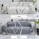 Abstract Line Reversible Chenille Sofa Cover