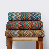 Multicolor Zigzag Tasseled Knit Throw