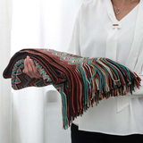 Multicolor Zigzag Tasseled Knit Throw