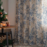 Farmhouse Botanical Blue Floral Curtain