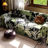 Housse de canapé en chenille à glands, motif Forêt tropicale, style vintage