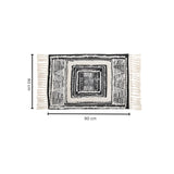 Black and White Geometric Tassel Floor Mat