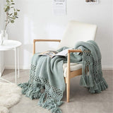 Snug Knit Woven Tassel Blanket