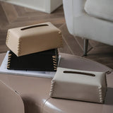 Stitched Leather Tissue Box Holder