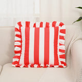 Retro Striped Ruffle Cushion Cover
