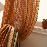 Amber Glow Boho Crochet Curtain