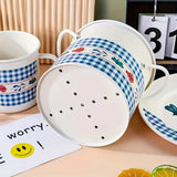 Floral Utensil Storage Basket with Divider Lid