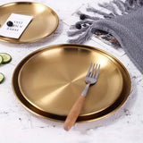 Lustrous Golden Stainless Steel Serving Plates
