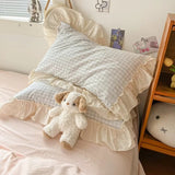 Gingham Check Ruffled Edges Bedding Set