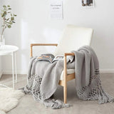 Snug Knit Woven Tassel Blanket
