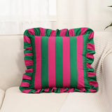 Retro Striped Ruffle Cushion Cover