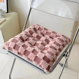 Fuzzy Checkered Fur Padded Cushion