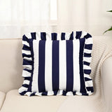 Retro Striped Ruffle Cushion Cover