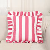Retro Striped Ruffle Cushion Cover