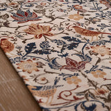 Chemin de table jacquard fleuri et oiseau vintage