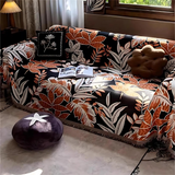 Housse de canapé en chenille à glands, motif Forêt tropicale, style vintage