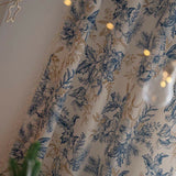 Farmhouse Botanical Blue Floral Curtain