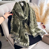 Elegant Double-Sided Floral Winter Shawl Scarf