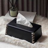 Stitched Leather Tissue Box Holder