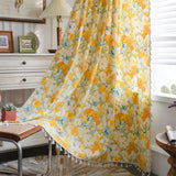 Sunshine Blooms Floral Tasseled Curtain