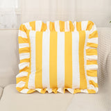 Retro Striped Ruffle Cushion Cover
