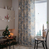 Farmhouse Botanical Blue Floral Curtain