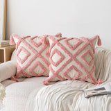 Tassel-Trimmed Boho Floral Cushions