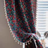 Cherry Bloom Botanical Tassel Curtain