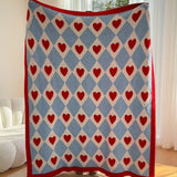 Argyle Scarlet Heart Soft Blanket