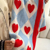 Argyle Scarlet Heart Soft Blanket