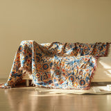 Jeté en coton motif floral oiseaux