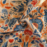 Jeté en coton motif floral oiseaux