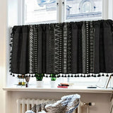 Black Geometric Tribal Tassel Cabinet Curtain