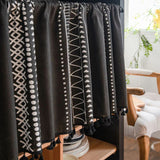 Black Geometric Tribal Tassel Cabinet Curtain