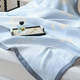 Blue Rose Bloom Cotton Blanket