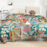 Couverture à pampilles en patchwork floral bohème