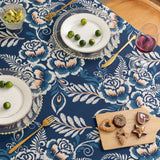 Peacock Blossom Boho Floral Tablecloth with Tassel