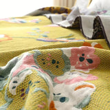 Couverture florale d'oiseaux de jardin bohème | Couverture 100% coton