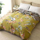 Couverture florale d'oiseaux de jardin bohème | Couverture 100% coton