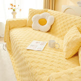 Checkered Plush Velvet Sofa Cover