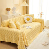 Checkered Plush Velvet Sofa Cover