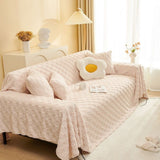 Checkered Plush Velvet Sofa Cover
