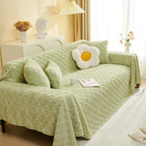 Checkered Plush Velvet Sofa Cover